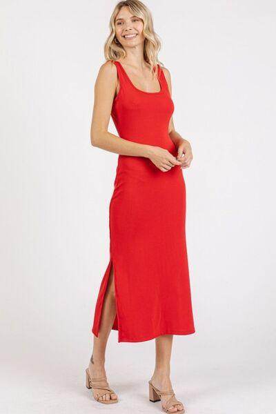 Mittoshop Side Slit Wide Strap Midi Tank Dress for Women - Selvanelle