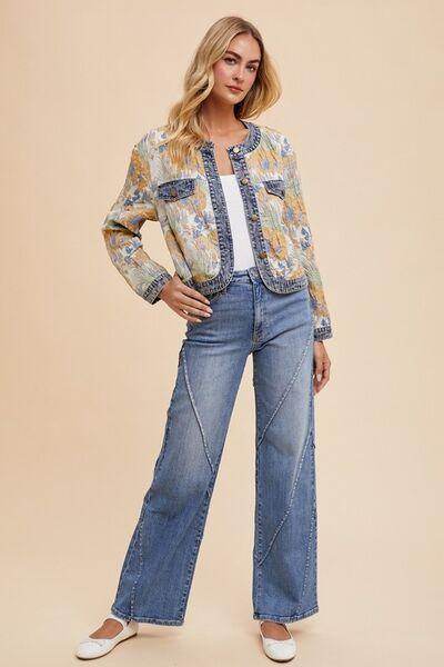 Annie Wear Decorative Seams Wide Leg Jeans for Women - Selvanelle