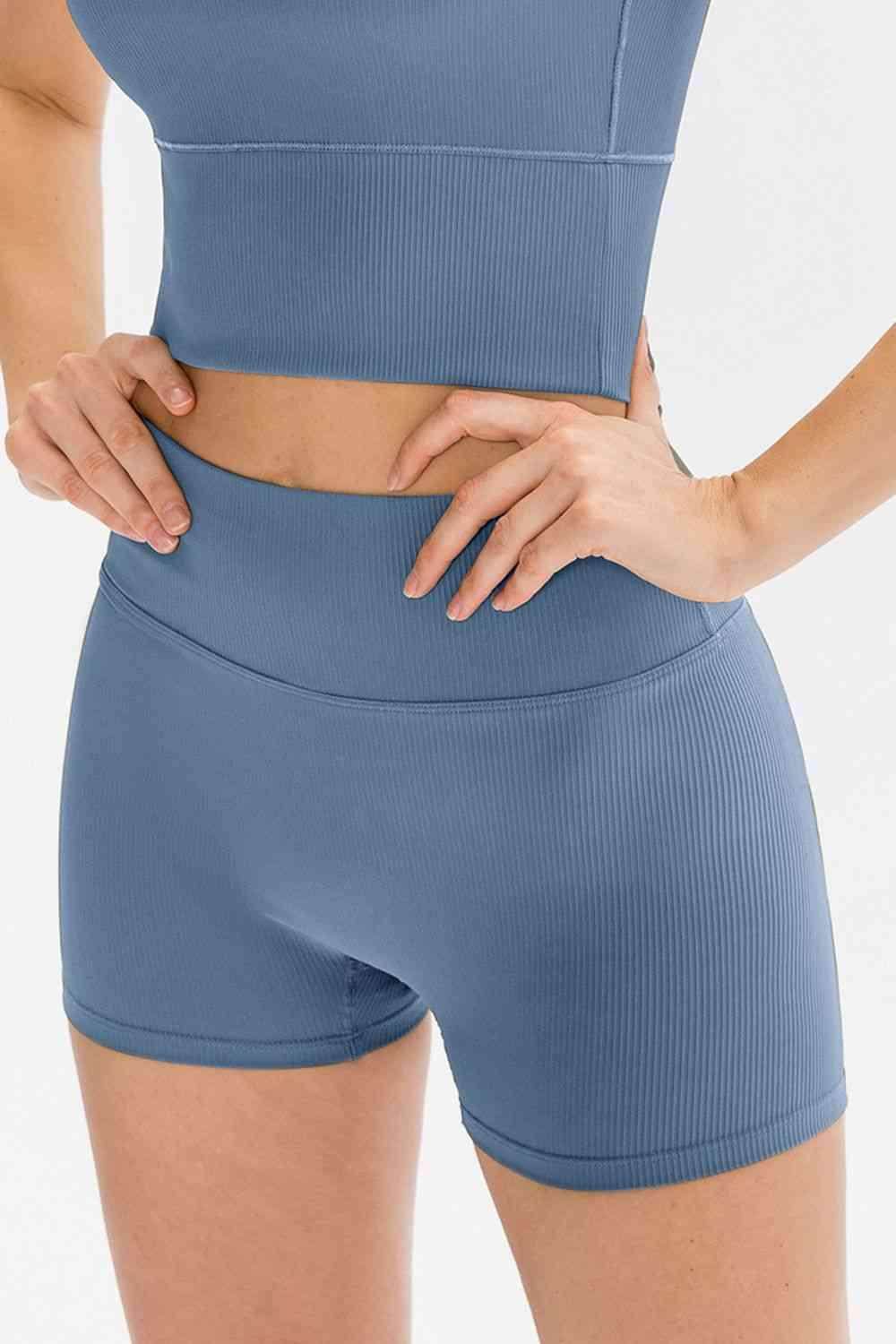 Slim Fit Wide Waistband Sports Shorts for Active Lifestyle - Selvanelle