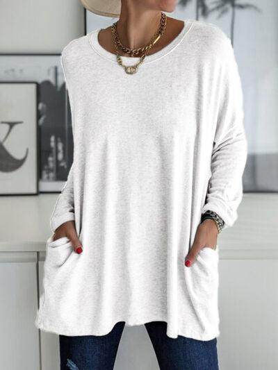 Full Size Round Neck Long Sleeve T-Shirt for Women - Selvanelle