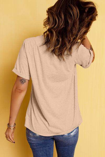 Bow Graphic Round Neck Short Sleeve T-Shirt for Women - Selvanelle