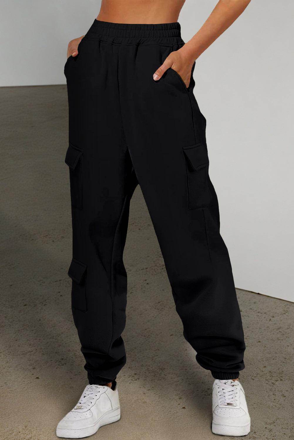 Pocketed Elastic Waist Active Joggers for Ultimate Comfort - Selvanelle
