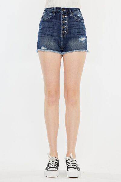 Kancan Raw Hem Button Fly Denim Shorts for Trendy Summer Style - Selvanelle