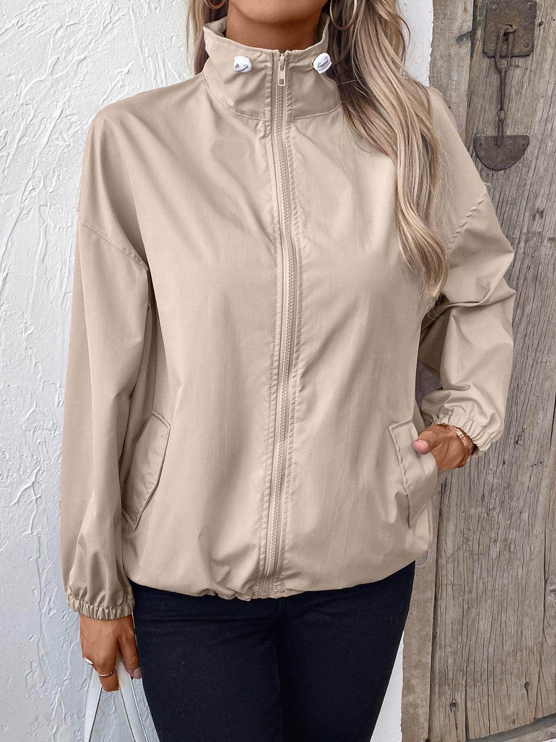 Ivy Lane Pocketed Zip Up Long Sleeve Jacket for Women - Selvanelle