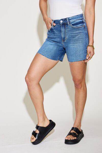 Judy Blue Full Size High Waist Slim Denim Shorts for Women - Selvanelle
