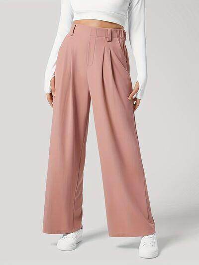Wide Leg Pants with Pockets for Women in Sheer Style - Selvanelle
