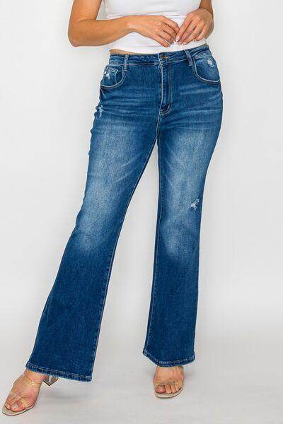 Bytos Full Size High Rise Bootcut Jeans With Pockets - Selvanelle