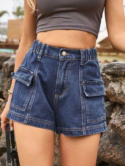 High Waist Denim Shorts with Pockets for Summer Style - Selvanelle