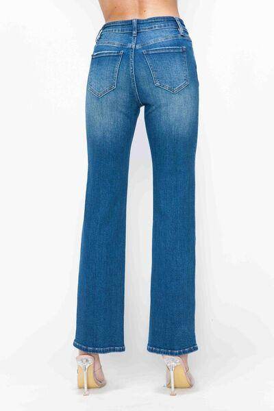 bytos Full Size Cat's Whiskers High Rise Straight Jeans - Selvanelle