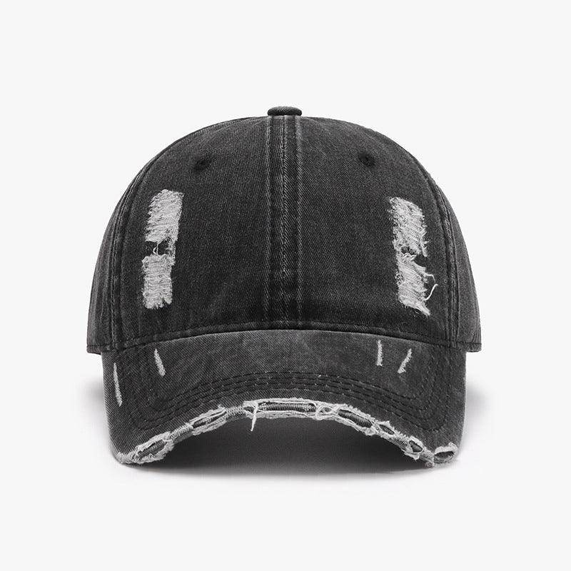 Distressed Adjustable Cotton Baseball Cap for Casual Wear - Selvanelle