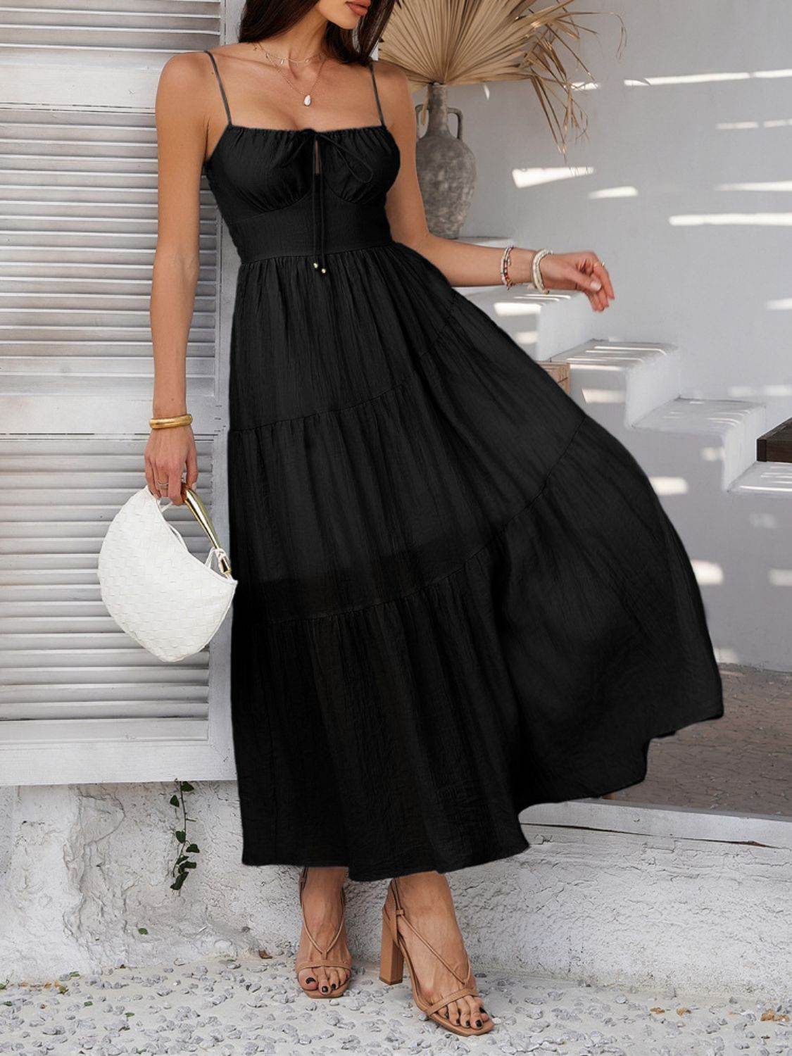 Devine Smocked Tiered Maxi Cami Dress - Selvanelle
