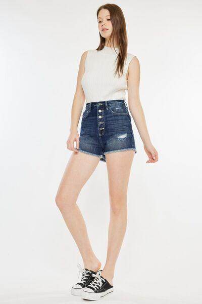 Kancan Raw Hem Button Fly Denim Shorts for Trendy Summer Style - Selvanelle