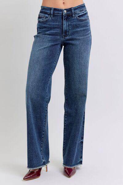 Judy Blue Full Size Raw Hem Mid Rise Jeans for Women - Selvanelle