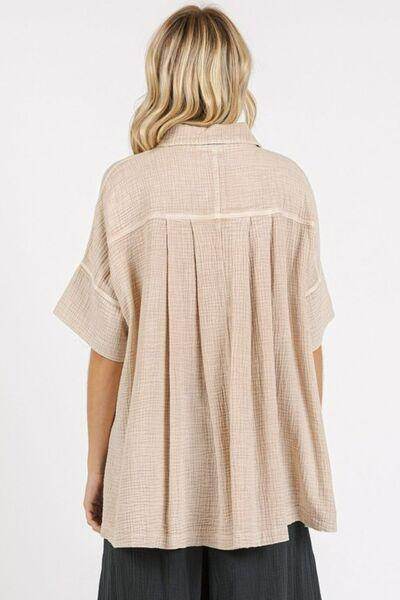 Mittoshop Mineral Wash Gauze Oversized Short Sleeve Shirt - Selvanelle