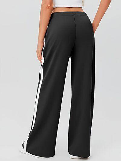 Side Striped Wide Leg Pants for Comfortable Everyday Style - Selvanelle