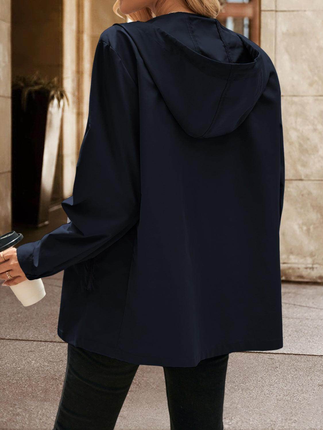 Ivy Lane Pocketed Zip Up Hooded Jacket for Women - Selvanelle