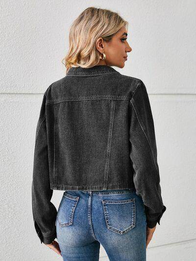 Button Up Long Sleeve Denim Jacket for Stylish Comfort - Selvanelle