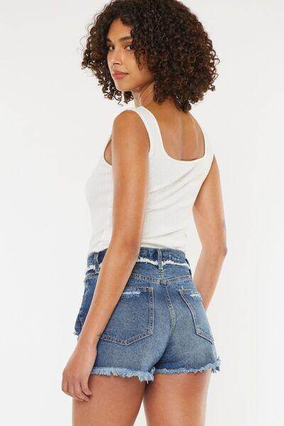 Kancan Distressed Button Fly Denim Shorts for Women - Selvanelle