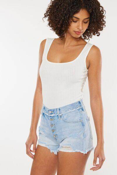 Kancan Distressed Button Fly Denim Shorts for Women - Selvanelle