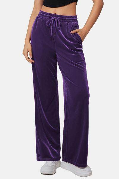 Drawstring Elastic Waist Straight Leg Pants for Women - Selvanelle
