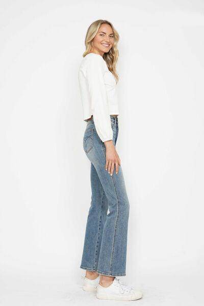 Judy Blue Full Size Tummy Control Back Embroidered Bootcut Jeans Plus Size - Selvanelle