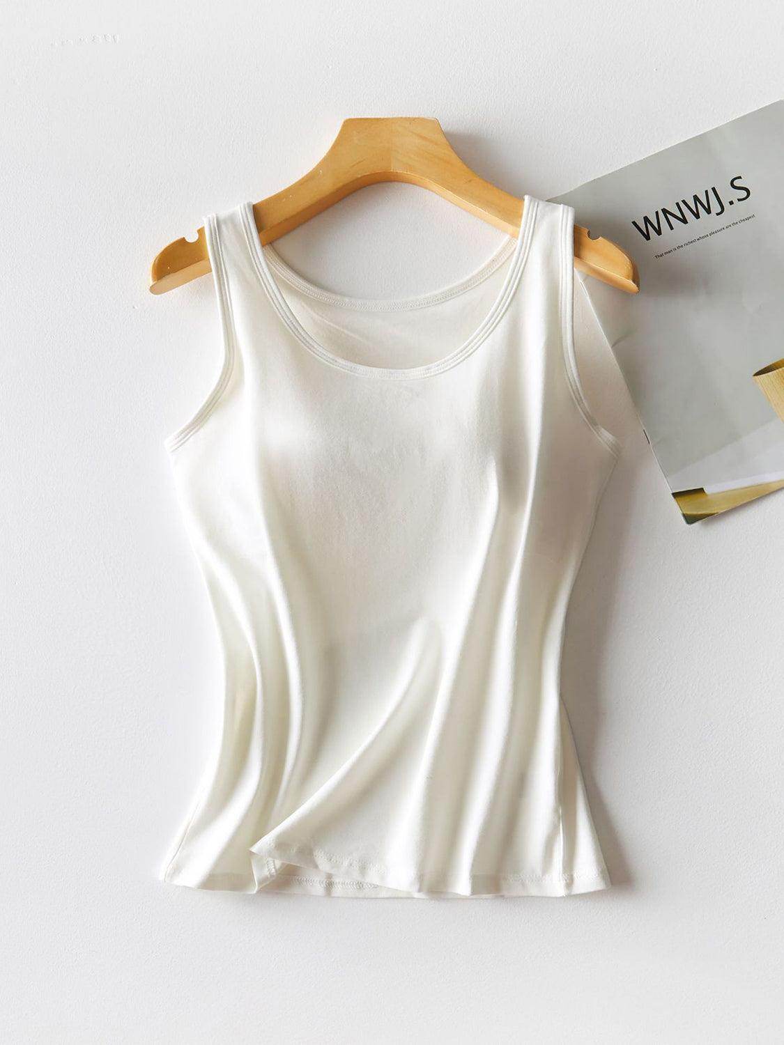 Round Neck Tank with Bra for Comfortable Everyday Wear - Selvanelle