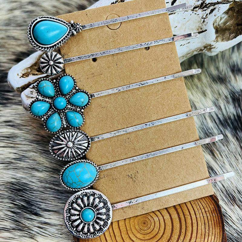 Turquoise Alloy Hairpin for Stylish Hair Accessories - Selvanelle