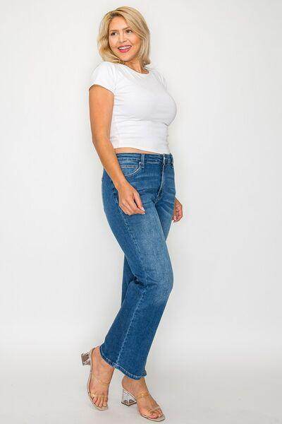 Bytos Full Size Cat's Whiskers Mid Rise Ankle Jeans For Women - Selvanelle