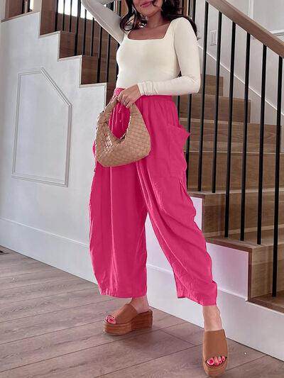 Full Size Wide Leg Pants with Pockets for Women - Selvanelle
