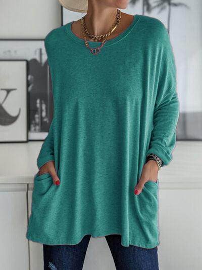 Full Size Round Neck Long Sleeve T-Shirt for Women - Selvanelle
