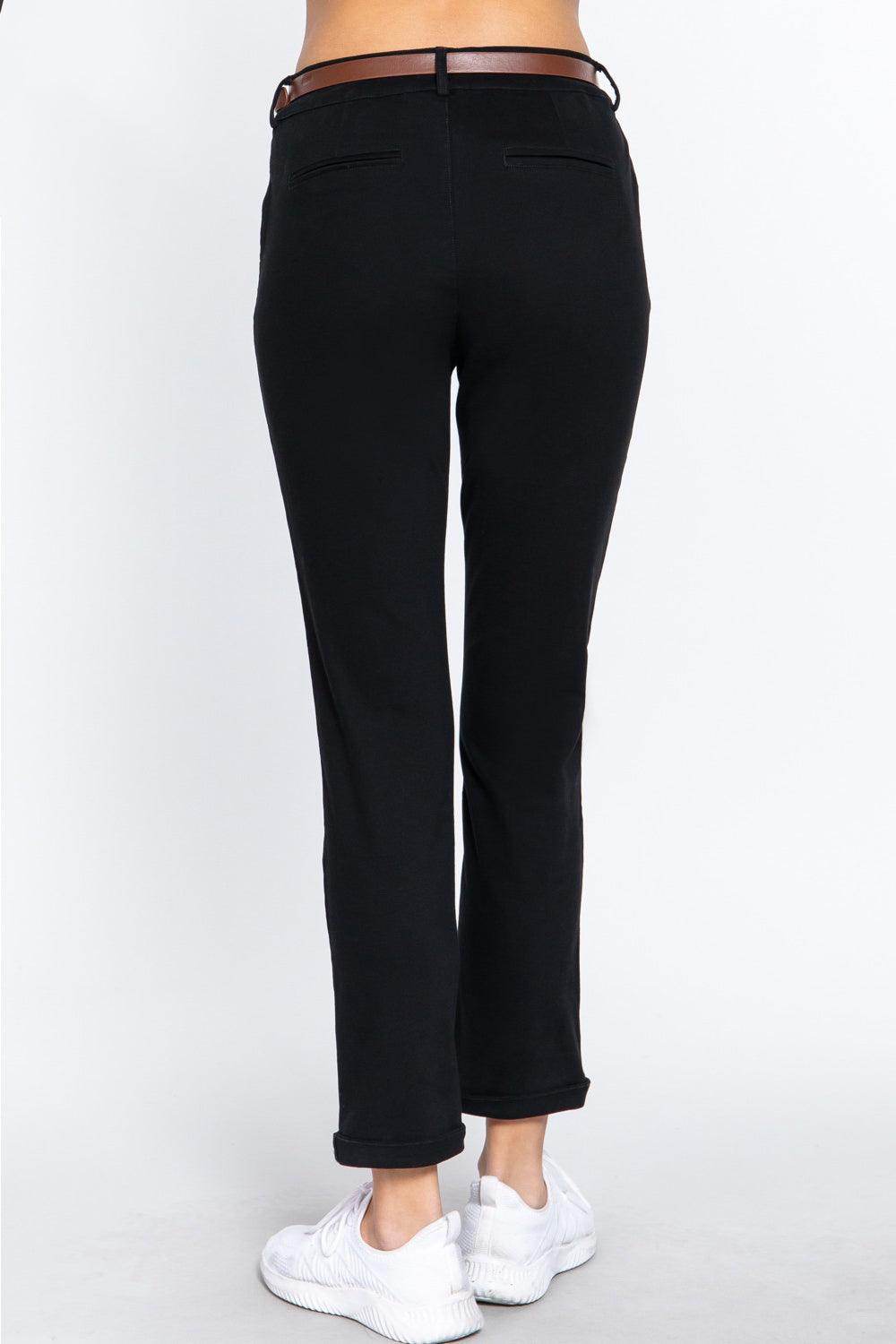 ACTIVE BASIC Cotton-Span Twill Straight Pants for Women - Selvanelle