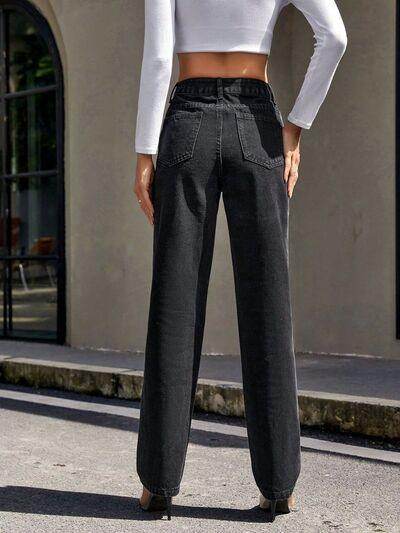Straight Leg Jeans with Pockets for Stylish Comfort - Selvanelle