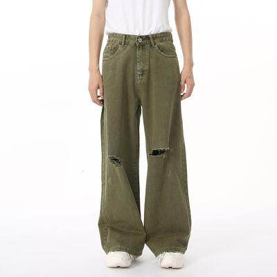 Distressed Wide Leg Jeans with Pockets for Casual Style - Selvanelle