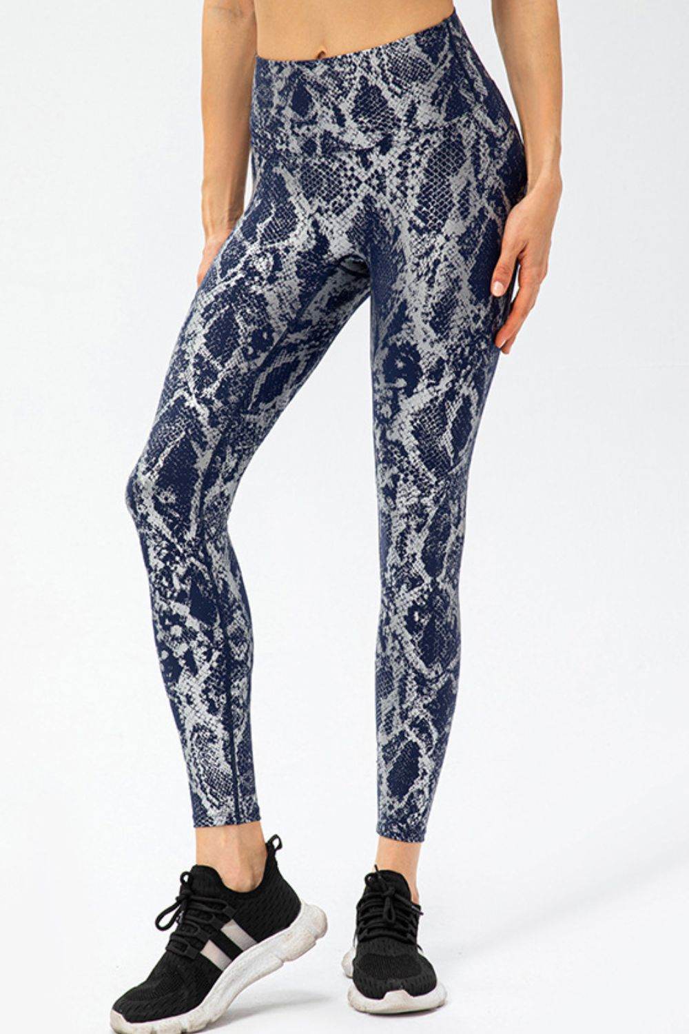Animal Print Slim Fit Wide Waistband Long Sports Pants - Selvanelle