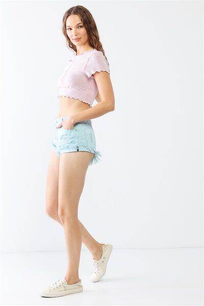 LITZ LA Distressed Ripped Denim Shorts for Trendy Summer Style - Selvanelle
