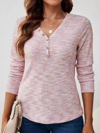 V-Neck Long Sleeve T-Shirt for Women in Comfortable Fit - Selvanelle