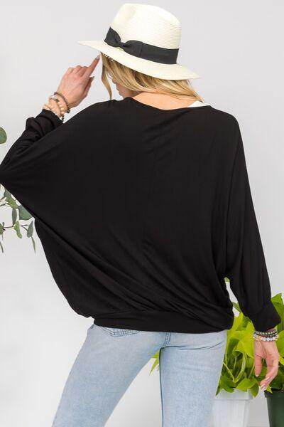 Celeste Full Size Contrast Round Neck Top With Two Layer Detail - Selvanelle