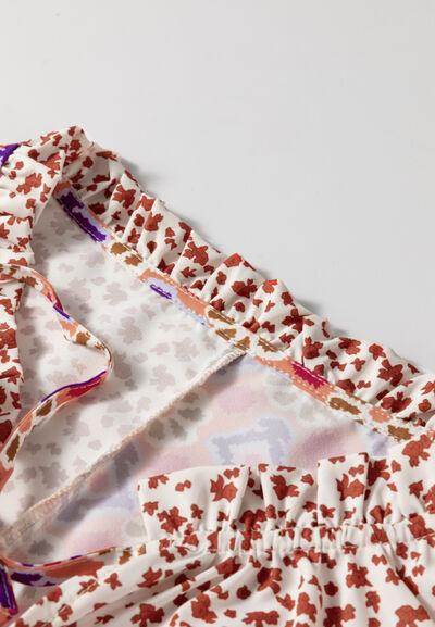 Printed Tie Neck Long Sleeve Blouse for Women Fashion - Selvanelle