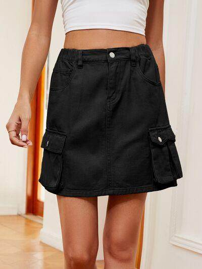 High Waist Denim Skirt for Women with Pockets and Comfort - Selvanelle