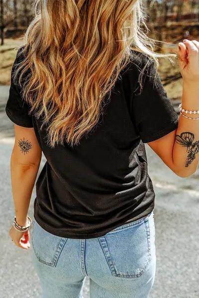 Sequin Round Neck Short Sleeve T-Shirt for Women Fashion - Selvanelle