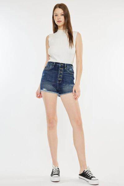 Kancan Raw Hem Button Fly Denim Shorts for Trendy Summer Style - Selvanelle
