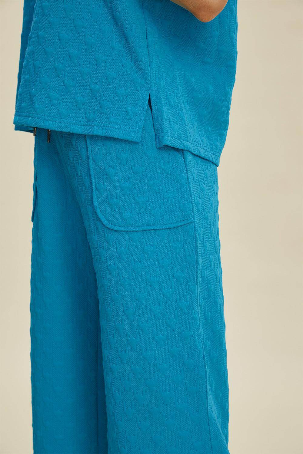 Double Take Full Size Texture Hoodie and Pants Set - Selvanelle