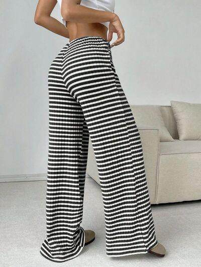 Tied Striped Wide Leg Pants for Stylish Comfort Wear - Selvanelle