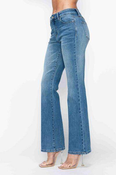 bytos Full Size Cat's Whiskers Bootcut Jeans for Women - Selvanelle