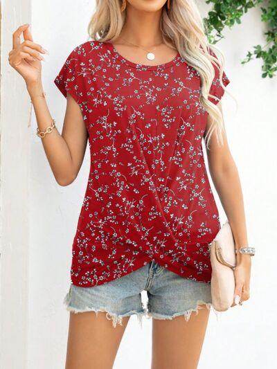Printed Round Neck Short Sleeve T-Shirt for Everyday Wear - Selvanelle