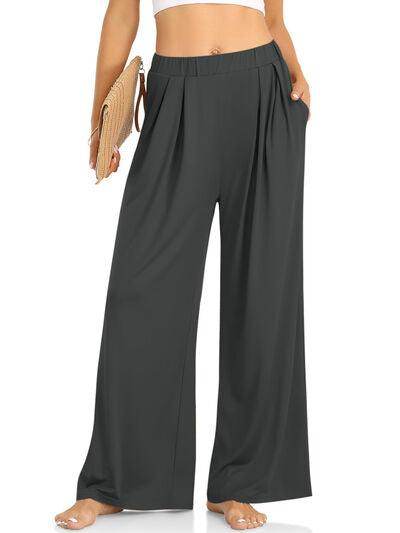 Elastic Waist Wide Leg Pants for Women in Various Sizes - Selvanelle