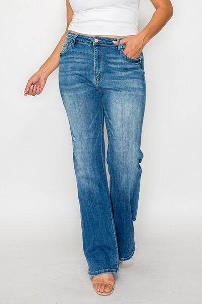 Bytos Full Size Distressed High Rise Jeans With Pockets - Selvanelle