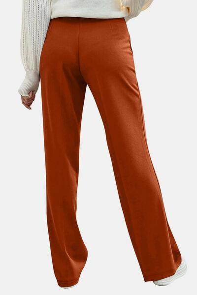 Decorative Button High Rise Pants for Stylish Comfort - Selvanelle