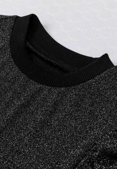 Metallic Round Neck Puff Sleeve Blouse for Stylish Elegance - Selvanelle