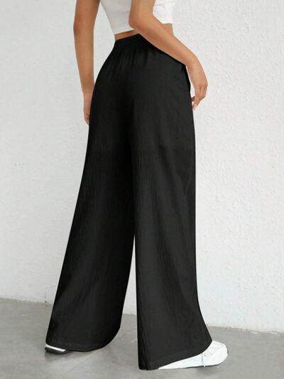 Stylish Drawstring Wide Leg Pants with Pockets for Comfort - Selvanelle